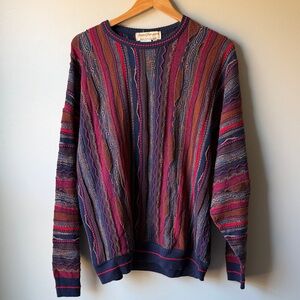 Vintage Norm Thompson 90”s Coogi-style multicolor 3D knit size XL